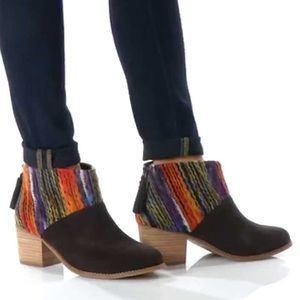 TOMS Chocolate Suede Textile Leila Booties - 8.5